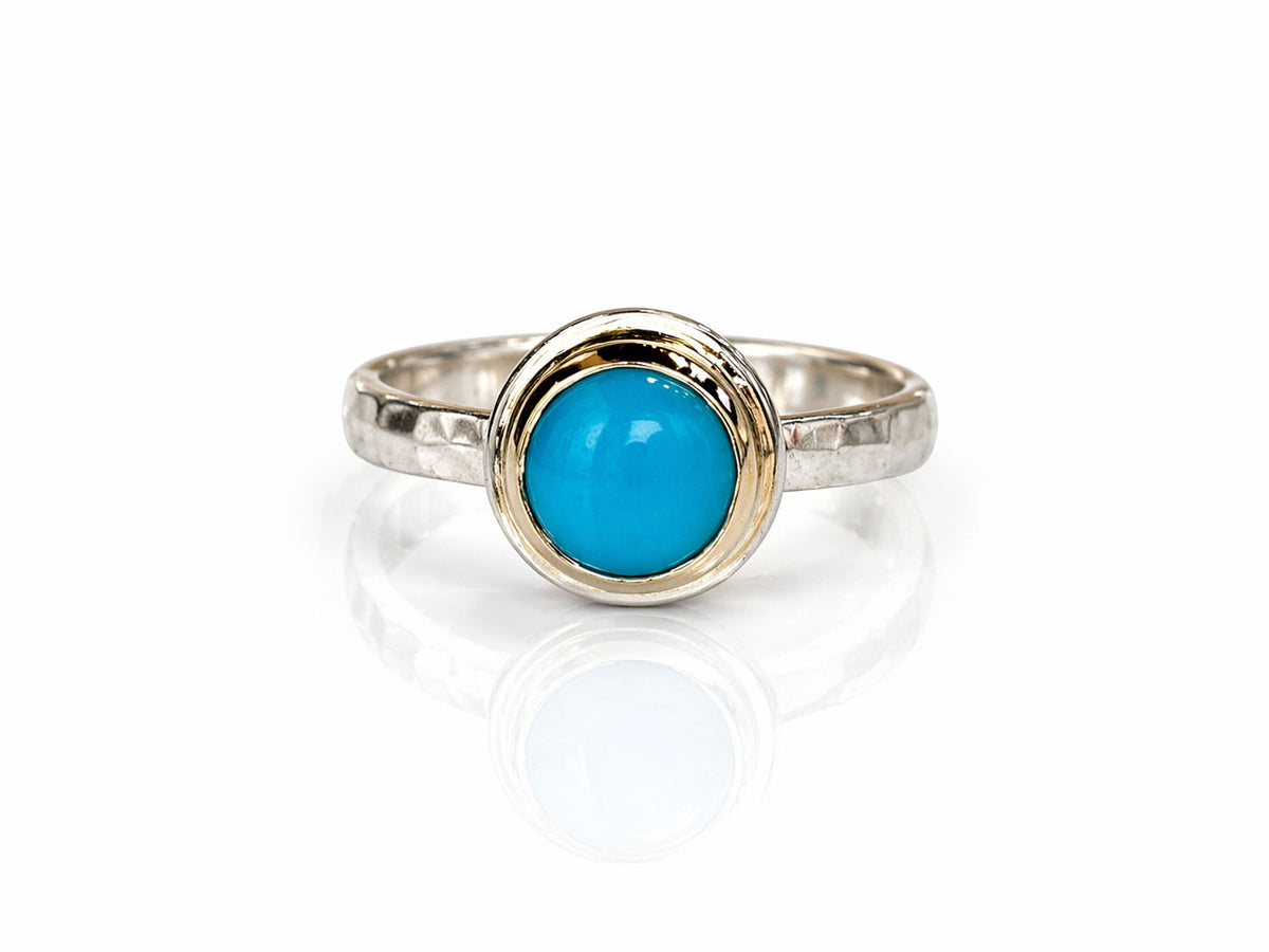Sleeping Beauty Turquoise Ring Silver and Gold