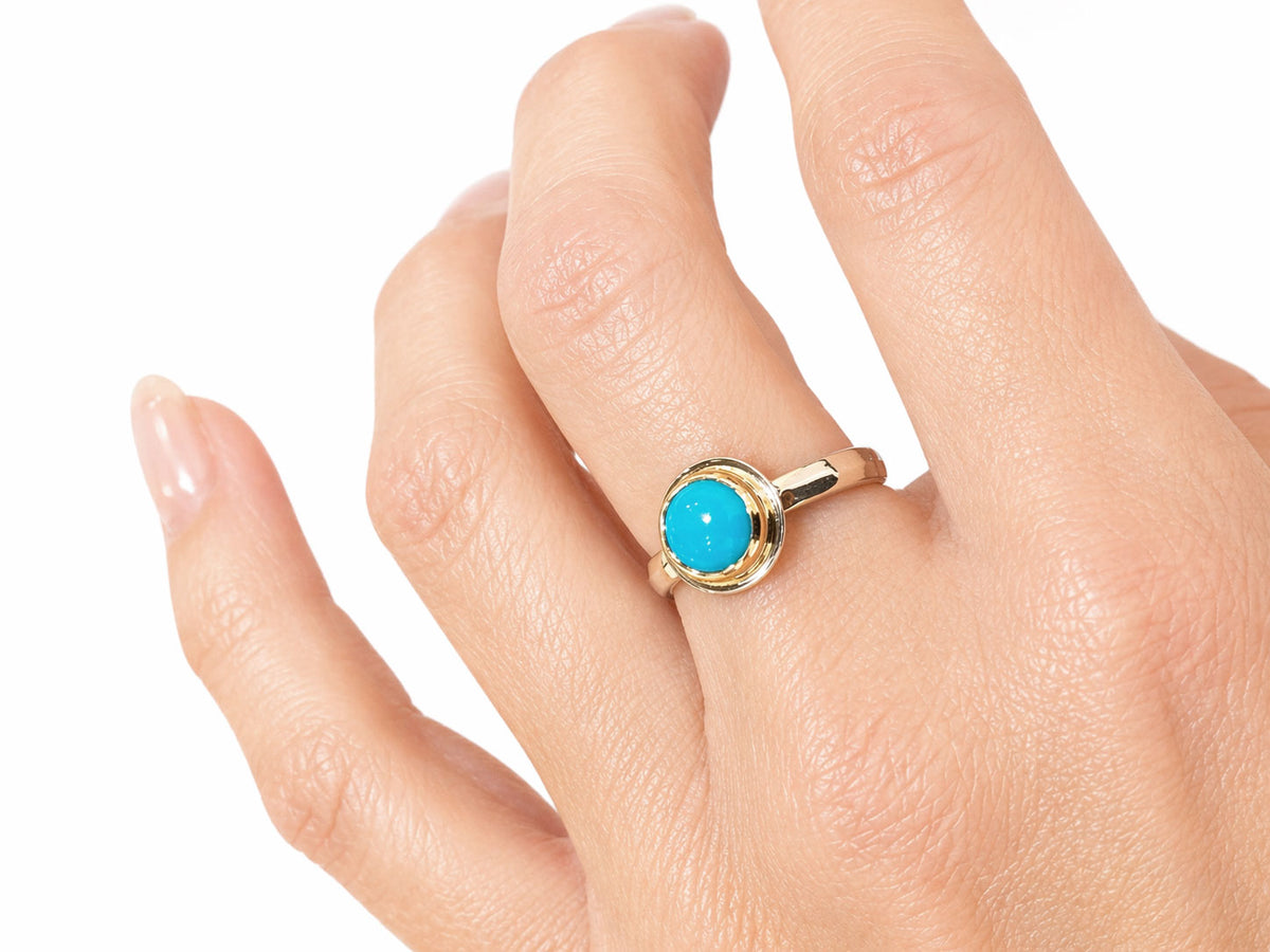 Sleeping Beauty Turquoise Ring Silver and Gold