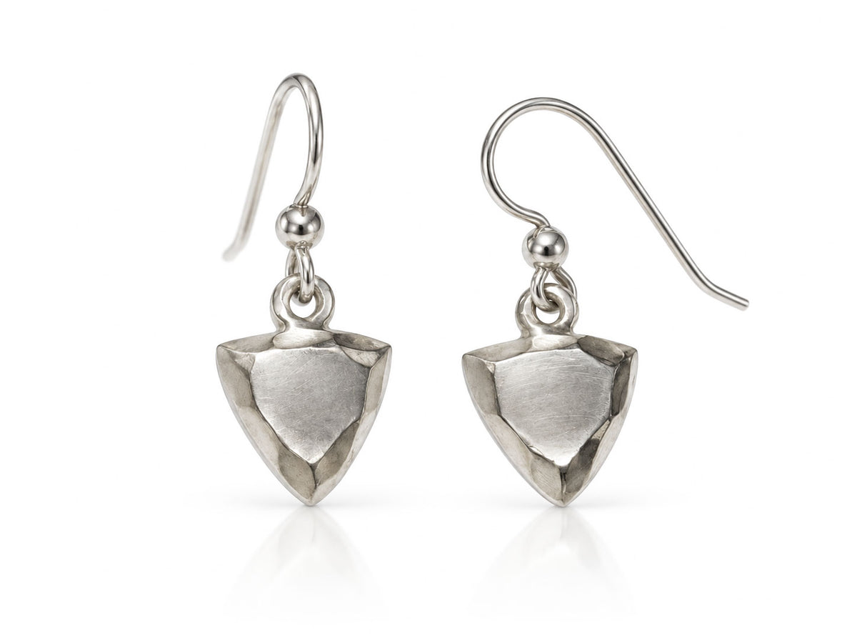 Trillion Shaped Sterling Silver Facets Earrings