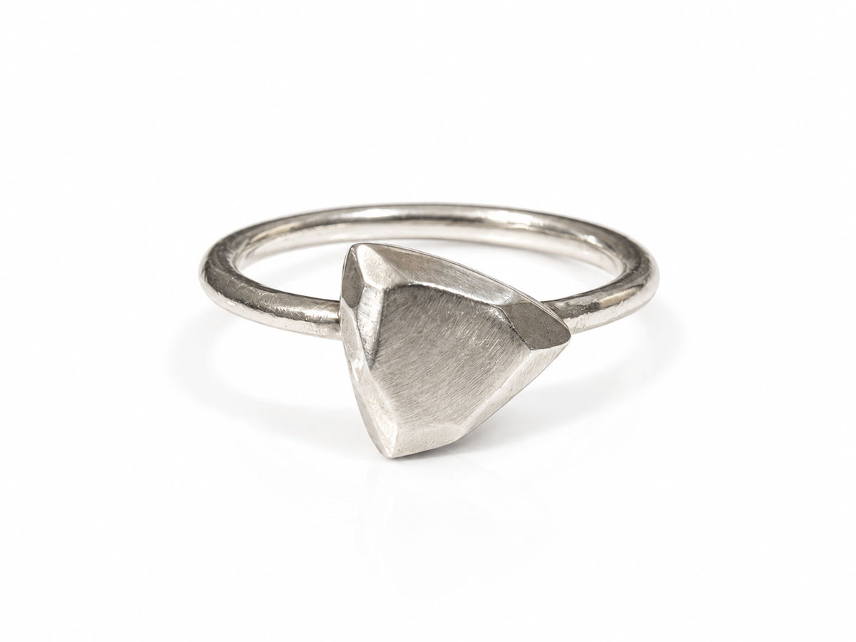 Trillion Shaped Sterling Silver Facets Ring