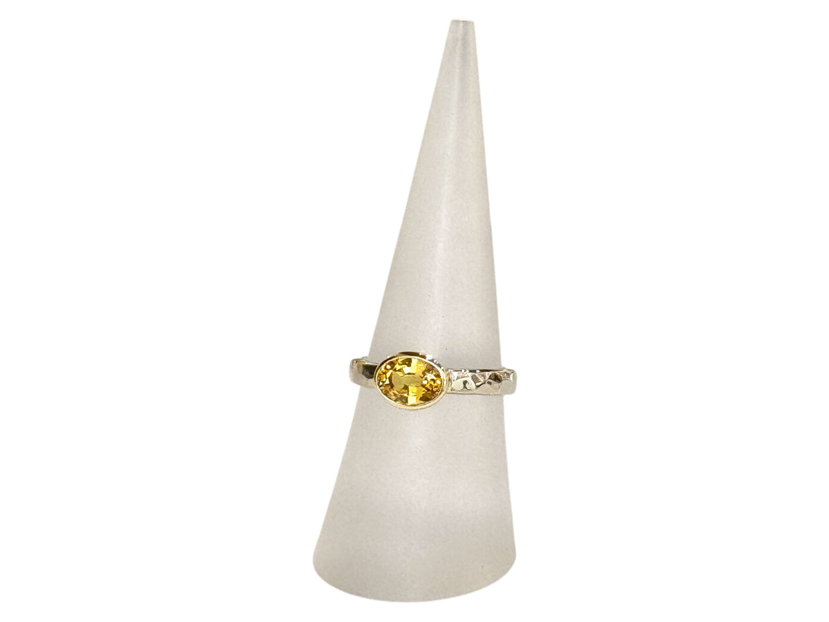 Yellow Sapphire Oval Bezel Set Solitaire Ring 14kt Gold