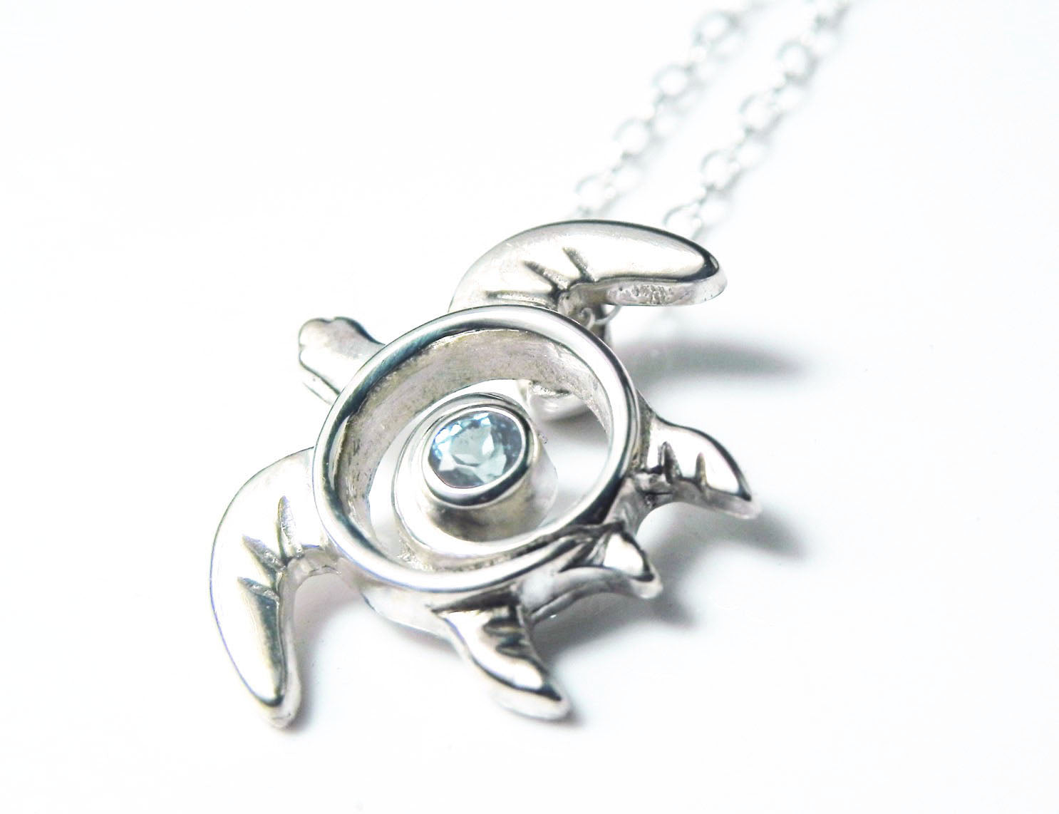Sterling Silver Birthstone Turtle Pendant Sterling Silver Birthstone Turtle Pendant