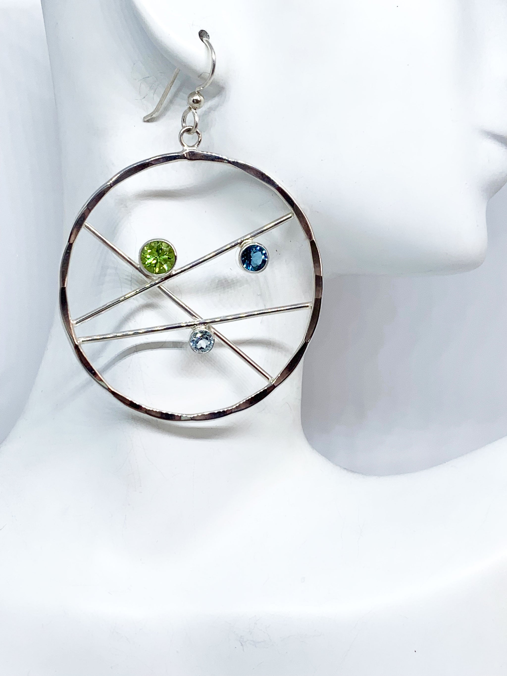 Peridot and Blue Topaz Silver Hoop Earrings - FantaSea Jewelry