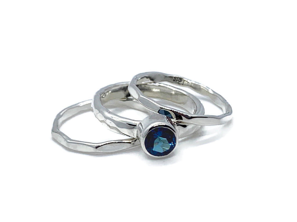London Blue Topaz Silver Stack Ring Set