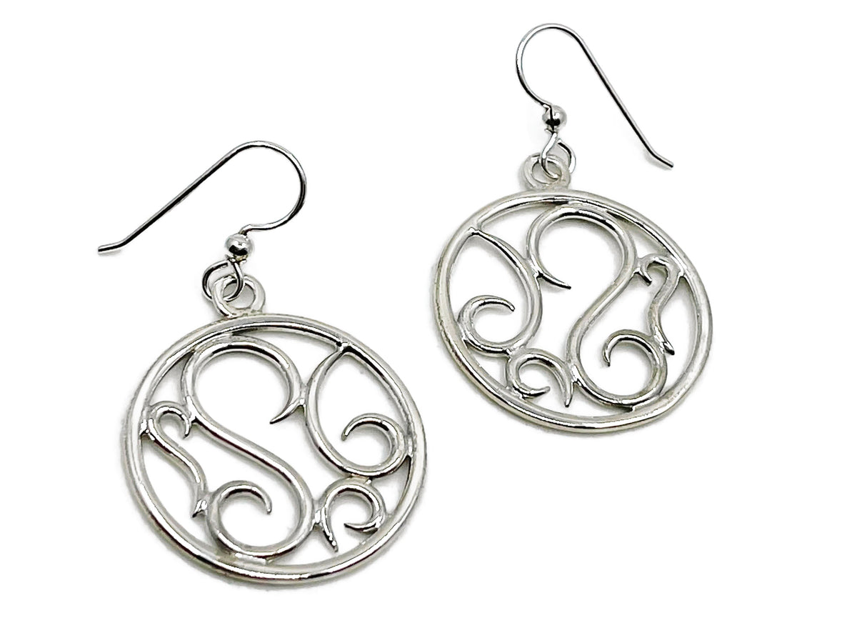 Circle Swirl Silver Earrings