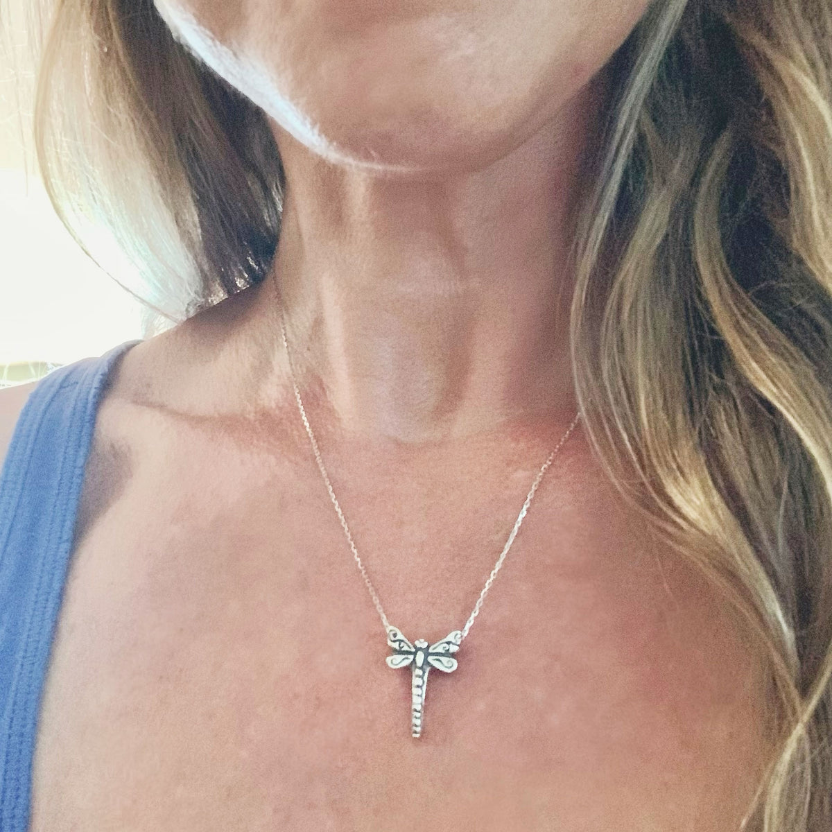 Dragonfly Necklace Sterling Silver