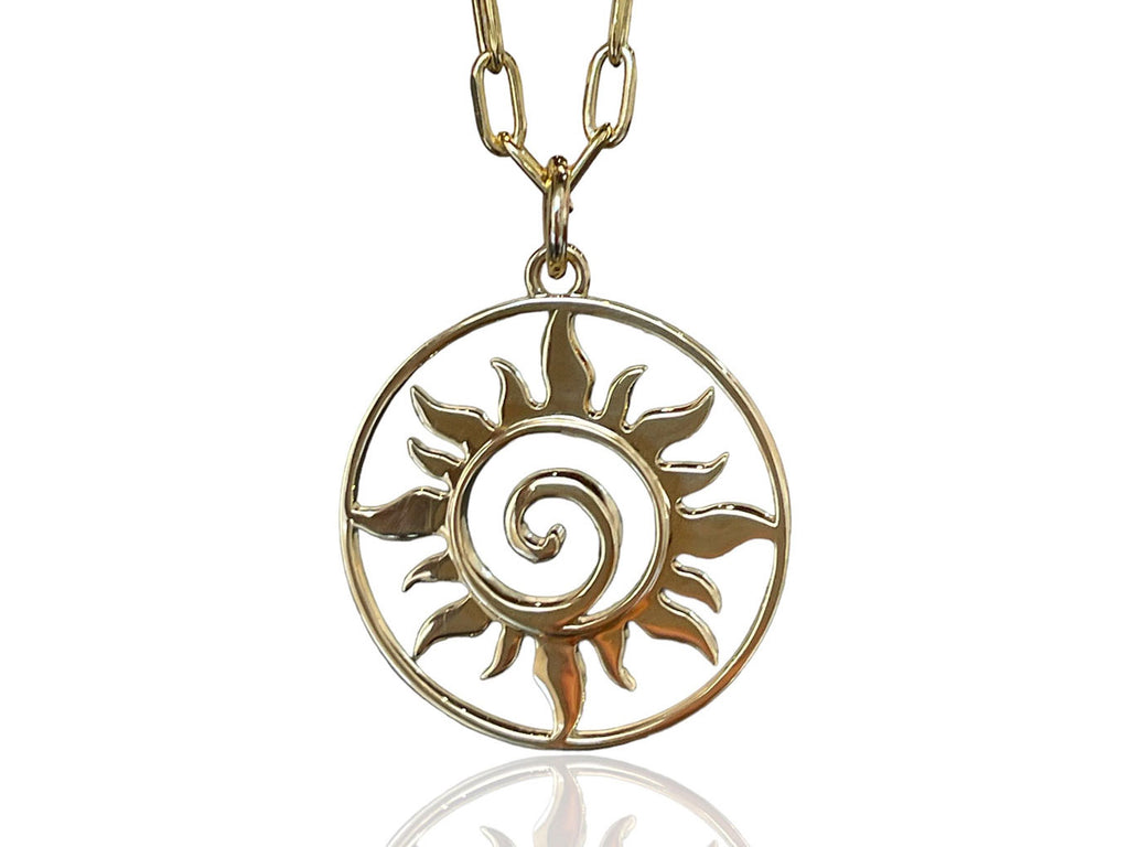 【HYERES LOR】Champagne Moon Big Bowl Long Necklace (Gold) Large Sun Charm | Oro Jewels