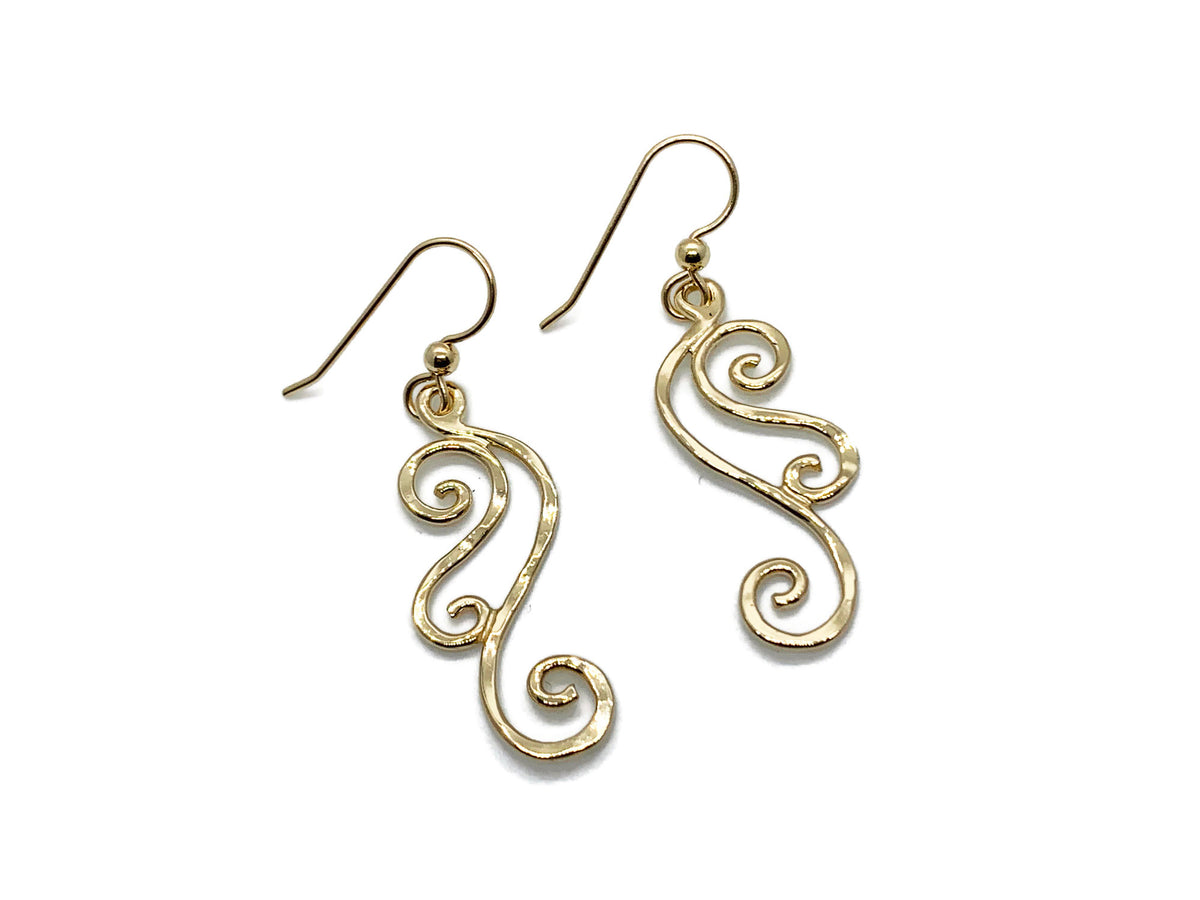 Golden Waves Dangle Earrings 14kt Gold