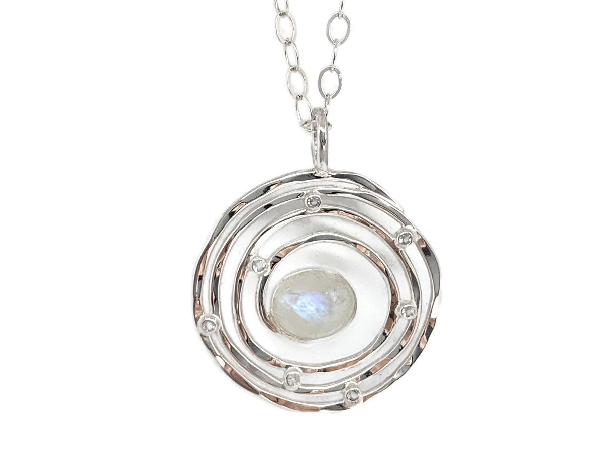 Eye of the Storm Moonstone Silver Pendant Large