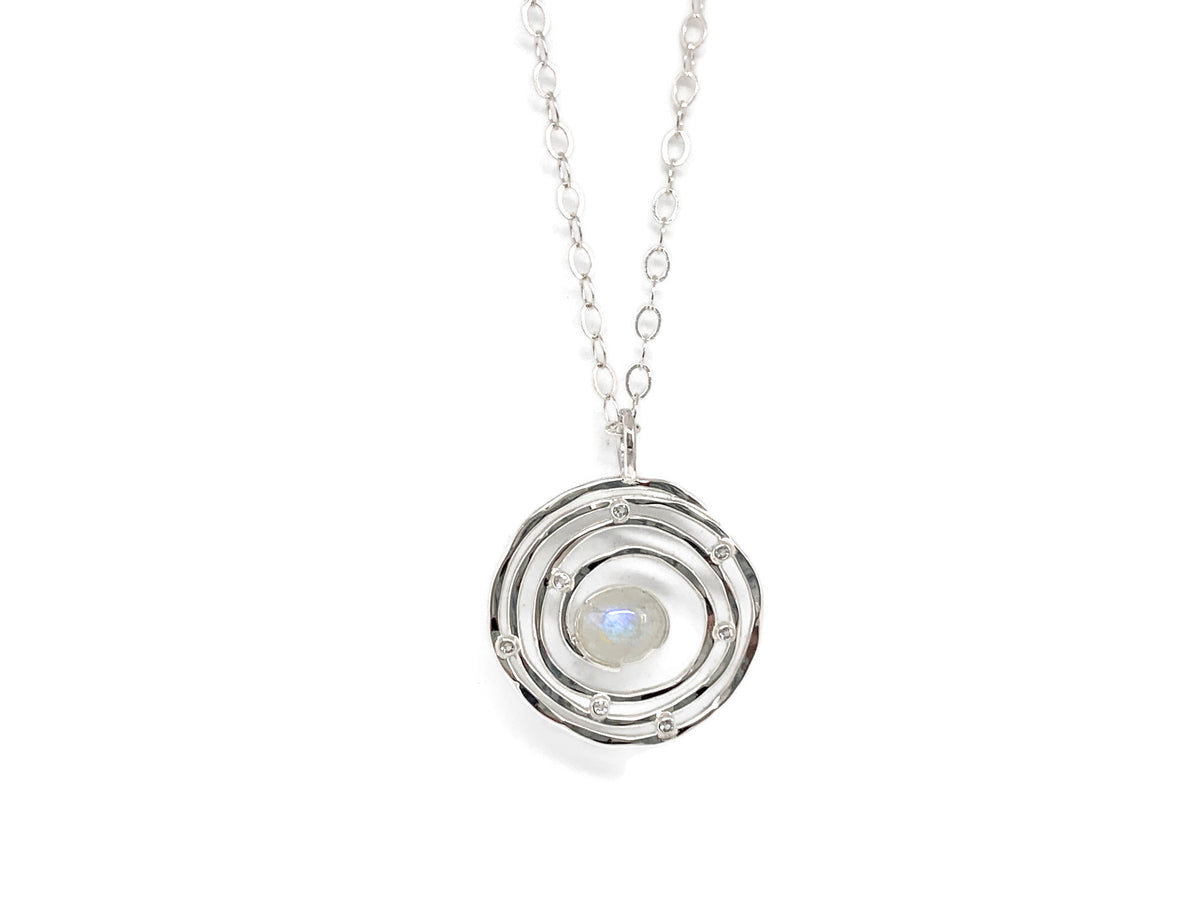 Eye of the Storm Moonstone Silver Pendant Large