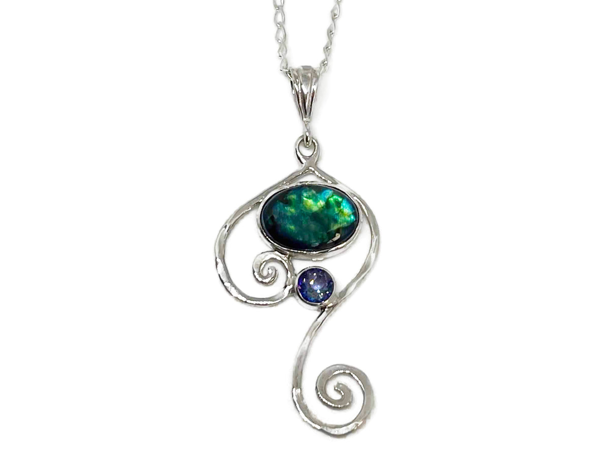 Paua Shell Swirl Pendant with Mystic Topaz