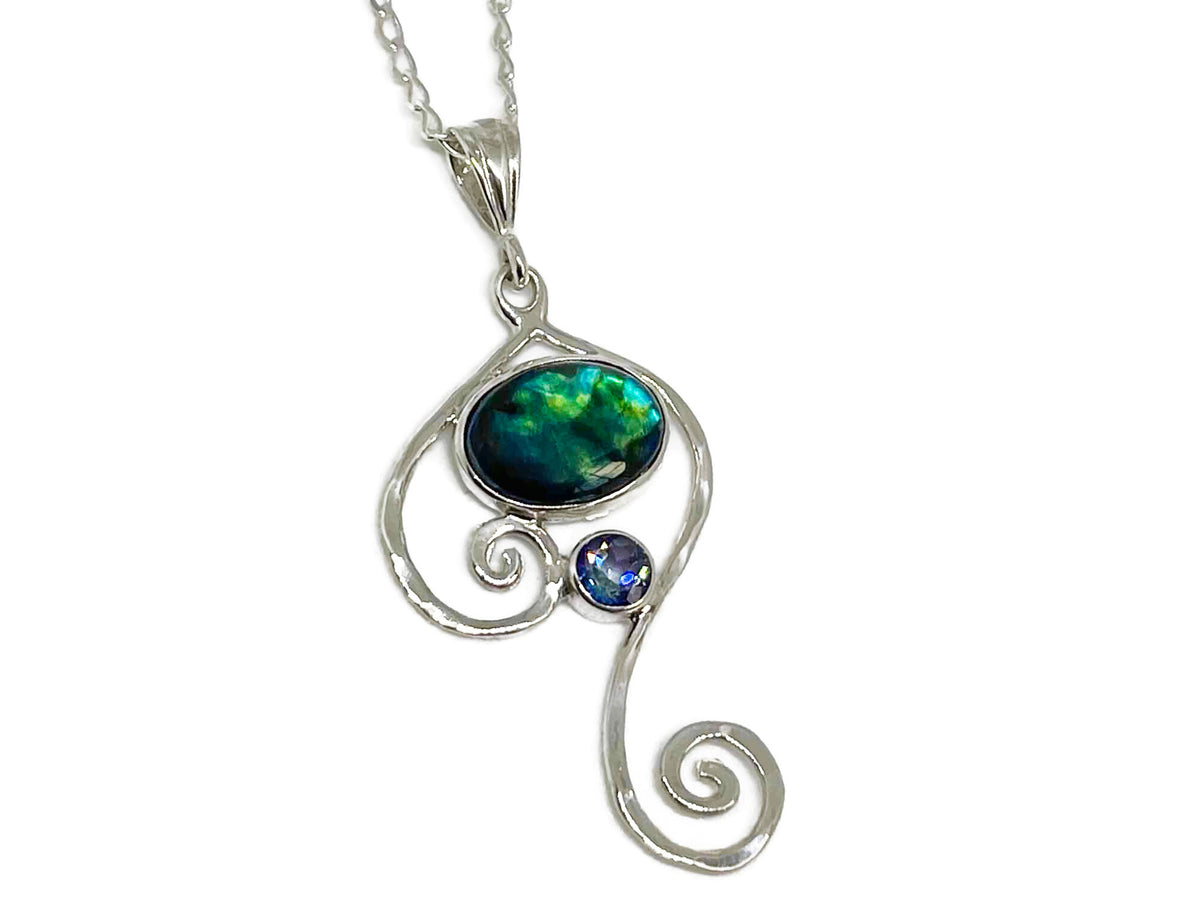 Paua Shell Swirl Pendant with Mystic Topaz