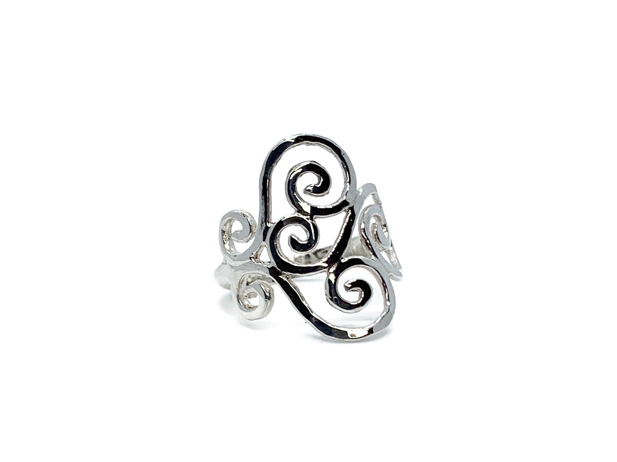 Hammered Swirl Ring Sterling Silver