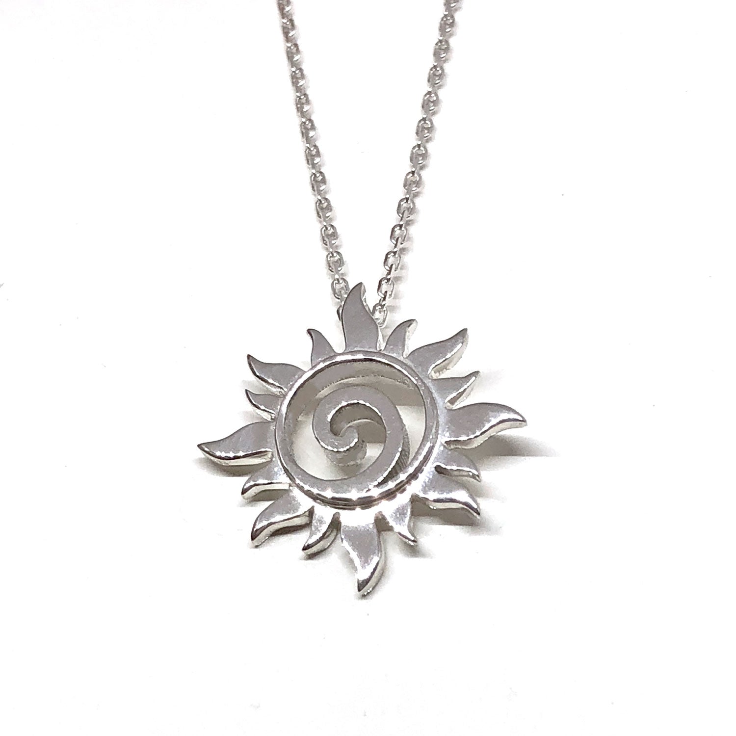 Sun Pendant Silver Swirl Necklace Small - FantaSea Jewelry